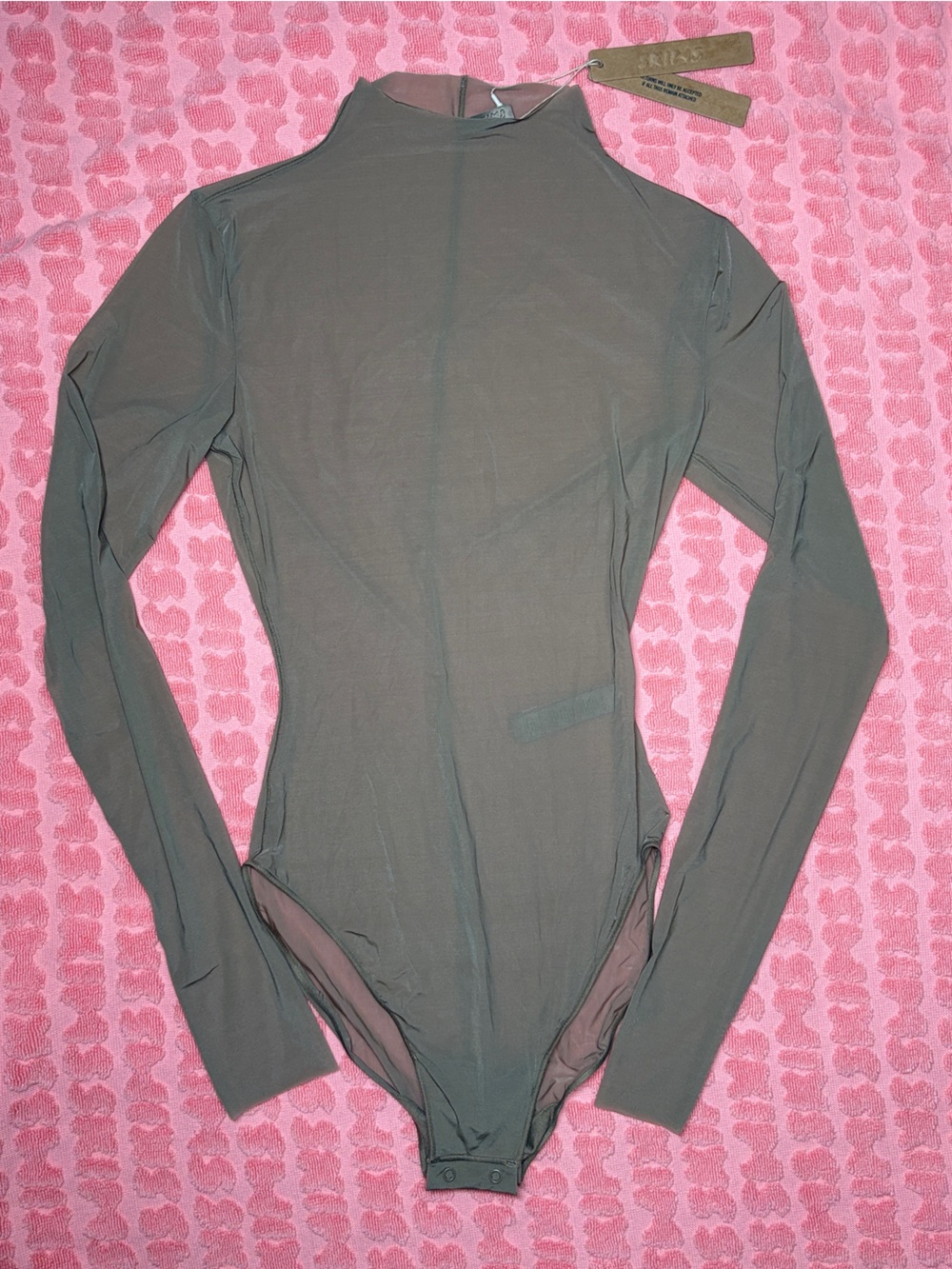 🔆 SKIMS Milky Sheer Mock Neck L/S Bodysuit | Truffle | XS | NWT 🏷️